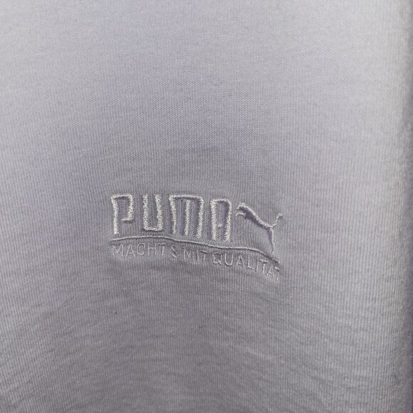 Puma Oversized Lavender T-Shirt With Logo Print Size XL 100% Cotton Relaxed Fit - Picture 4 of 9